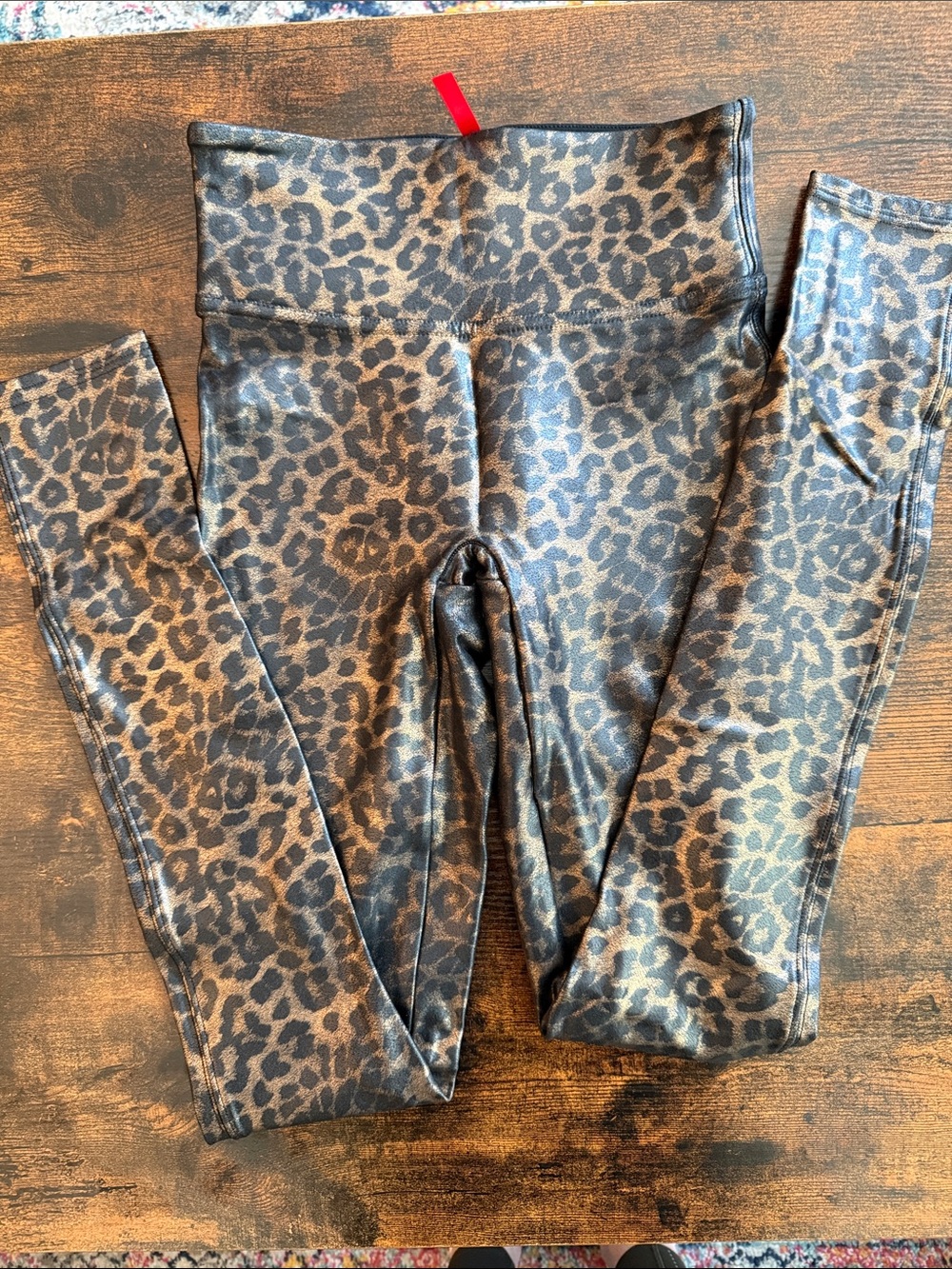 Spanx Faux Leather Leopard Print High-Waist Leggings